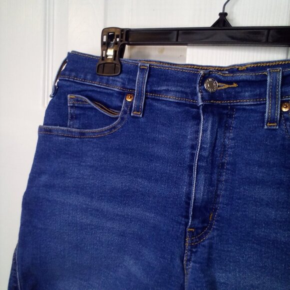 Signature Levi Strauss Shorts Women 14 Heritage High Rise Raw Hem Denim Blue - Picture 3 of 14